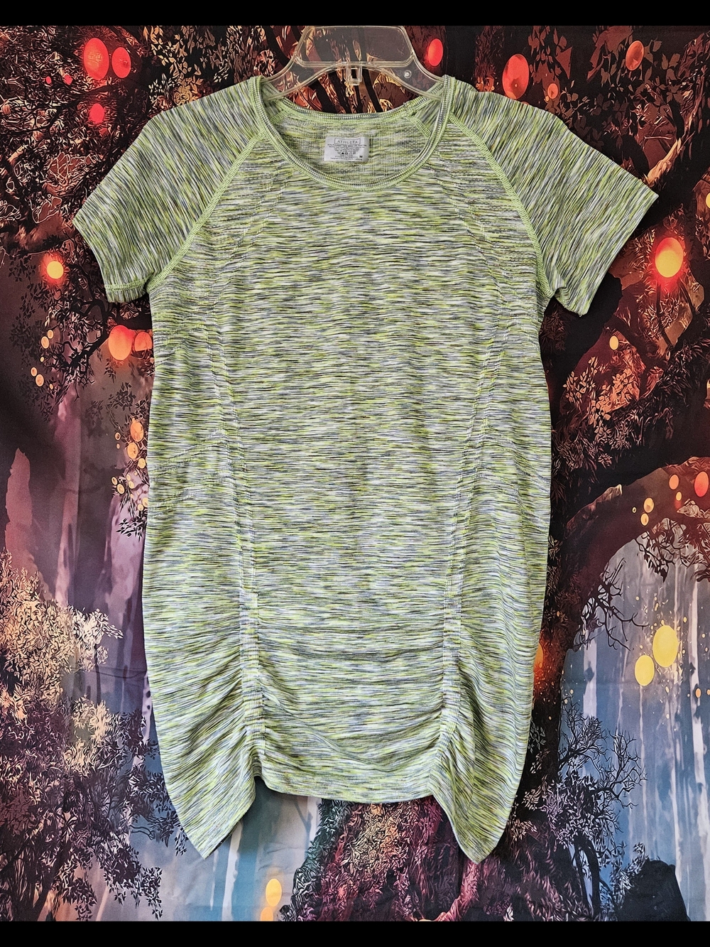 Athleta Lime Green Heathered Short Sleeve Ruched Tee